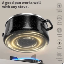 5PCS Induction Non Stick Enamelware Cookware Cooking Pots Pan With Lids Set, Black - View 4