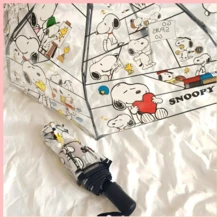 SNOOPY 1pc Foldable Transparent Umbrella, Cute Cartoon Pattern Ladies Umbrella, Portable & Lightweight Daily Use Umbrella - Multicolor - View 1