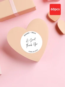 1-120Pcs Custom Wedding Stickers Personalized ,Circle Custom Stickers Labels, Customizable Round Wedding Stickers, Names And Dates Editable, Waterproof And Oil-Resistant, Multi-Size Circle Custom Stickers For Wedding Snack Bag Sweets Desserts Favors Stickers Custom Sticker - Multicolor - View 20