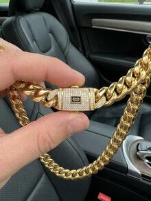 14K Gold Plated Cuban Link Chain Necklace And Bracelet Set S Clasp Hip Hop Gold Chain For Men - Nhiều màu - Xem 1
