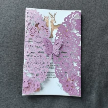 10pcs Glitter Butterfly Wedding Invitation Cards, Wedding Birthday Party Invitation Decoration Supplies Gift - 10pcs - View 6
