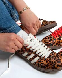 Adidas Originals SAMBAOG Comfortable And Durable Low-Top German Training Shoes Women's Leopard Print Brown - Brown - View 8