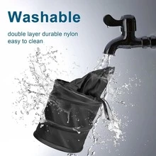 Convenient Car Trash Bin, Multi-Functional Car Trash Can, Foldable Car Garbage Bin Storage Container, Hangable Garbage Bag For Seat Backs, Hanging Travel Storage Box Bag, Litter Container And Storage Bag For Interior Car Accessories, Men Gift, Women, Storage Organizer, Travel Essentials, Back To School, Dormitory Storage - Black - View 10