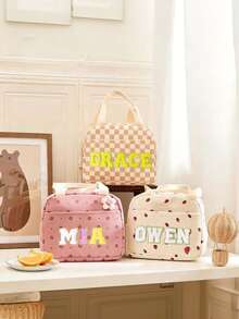 Custom Letter Sticker Lunch Bag | School Lunch Bag | Personalized Handmade Lunch Bag | Lunch Box Bag | Picnic Bag | Back To School Season | Toddler - Multicolor - View 5