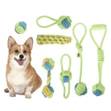 Dog Toy Rope With Knot 5-Piece Set Puppy Chew Toy Puppy Toy Indestructible Teeth Training Cotton Dog Ropes Set For Dogs Puppies Cats Pets - Mint Green - View 9