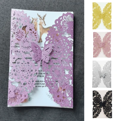 10 chiếc thiệp mời hình bướm lấp lánh, thiệp mời đám cưới, thiệp chúc mừng sinh nhật lần thứ 15, thiệp rửa tội, thiệp mời sinh nhật, đồ trang trí tiệc, quà tặng.