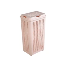 2pcs Hollow-Out Breathable Design Laundry Basket, With Lid For Dust Prevention, Multiple Colors Available, Size 40*29*62cm, Large Capacity For Storing Dirty Clothes And Sundries, Stable With Feet - Multicolor - View 9