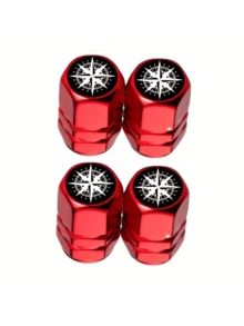 Bộ 4/8 nắp van lốp xe ô tô - Nắp van bánh xe hợp kim nhôm họa tiết la bàn đa năng, phù hợp với hầu hết các loại xe hơi, xe đạp và xe máy. - A - Xem 11