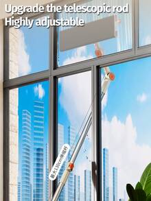 Bộ 2 dụng cụ gạt và chổi lau cửa sổ có thể điều chỉnh - Lông chổi bằng nhựa đa năng, tay cầm bằng thép không gỉ, thích hợp để lau kính và sàn nhà trong nhà và ngoài trời, món quà hoàn hảo cho phòng khách, phòng ngủ, phòng tắm - dịp lễ và năm mới. - Nhiều màu - Xem 8