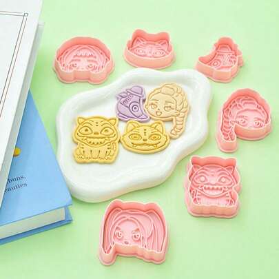 6 ชิ้น ชุดพิมพ์คุกกี้รูปการ์ตูนและสัตว์, เครื่องมือปั๊มคุกกี้พลาสติกน่ารัก, เหมาะสำหรับคุกกี้ DIY, ไอซิ่ง, ขนมอบ, เหมาะสำหรับคนรักการอบ, ทนทานและใช้งานง่าย, สามารถใช้กับแป้งคุกกี้, ไอซิ่งและงานฝีมือดินเหนียว, ดีไซน์การ์ตูนทันสมัยสำหรับผู้ที่ชื่นชอบการอบและนักสะสม