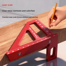 Regla de escuadra de carpintería de aleación de aluminio de 7 pulgadas, regla de ángulo de 90 grados con medidas en inglés/métricas - Regla triangular para trabajar la madera - Ver 2