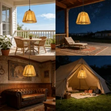 1 buah Lampu Gantung Rotan, Lentera LED Luar Ruangan, Beroperasi dengan Baterai (Baterai Tidak Termasuk), Dekorasi Gaya Boho Skandinavia, Cocok untuk Halaman, Teras, Taman, Balkon, Kafe, dan Toko Buku - kotak baterai - View 8