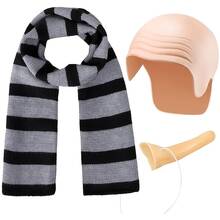 Bộ 3 phụ kiện Gru: Đầu trọc, Mũi to, Khăn quàng cổ sọc, Phụ kiện trang phục Halloween vui nhộn, Đồ dùng hóa trang lễ hội. - Nhiều màu - Xem 7
