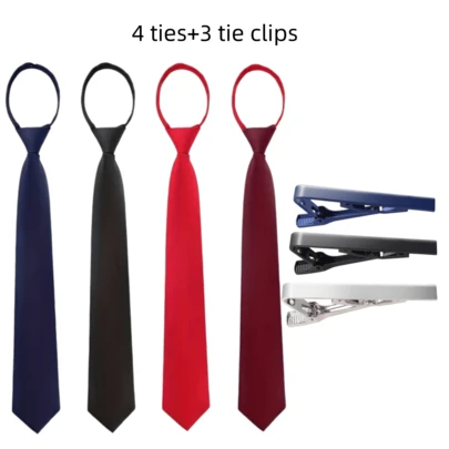 1pc Disposable Tie With Tie Clip, 4 Colors Available, For Waiters To Match Suit And Shirt,Festival,Travel