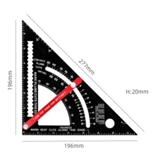 Regla de escuadra de carpintería de aleación de aluminio de 7 pulgadas, regla de ángulo de 90 grados con medidas en inglés/métricas - Regla triangular para trabajar la madera - Ver 11