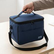 Large Capacity Thermal Lunch Bag, Portable And Multifunctional, 33cm X 22cm X 24cm, With Adjustable Shoulder Strap For Carrying Lunch To Work, School, Picnics, Camping, And Travel. Waterproof Handheld Cooler With Aluminum Lining To Keep Food Hot Or Cold. Available In Various Colors For Adults And Children. The Perfect Solution For Everyday Use, Keeping Your Meals Fresh. - 藏蓝色 - 查看 4
