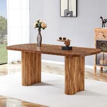 Walnut-Colored Dining Table With Arched Pedestal Support – 180*90cm Dimensions, Multifunctional For Dining Room And Reception Area In The Modern Home, Stylish Design - 核桃 - 查看 3