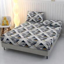 400 Thread Count Micropercal Bedding Set With Hemstitching, Double, Queen, And Single Sizes, Printed, Extra Soft And Comfortable Touch. - Gris - Ver 3