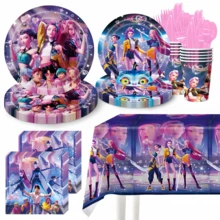 Hasbro Bộ đồ dùng tiệc sinh nhật KPOP Demon Slayer 96 món, gồm đĩa 9/7 inch, cốc 9 oz, dao nĩa, băng rôn, khăn trải bàn và khăn ăn, đồ dùng tiệc anime dùng một lần, thích hợp cho tiệc sinh nhật và lễ tốt nghiệp. - Nhiều màu - Xem 1
