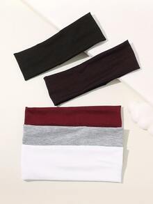 5条装波西米亚风防滑发带，女士适用，适合瑜伽、跑步、健身和洗脸，柔软舒适吸汗弹力发带，纯色休闲发带，四季皆宜，女士及女孩发饰（黑色、灰色、红色、白色、棕色），夏季沙滩发带度假吸汗带 - 彩色 - 查看 3