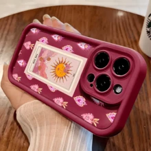 Esta funda para teléfono con diseño de carta del tarot solar es compatible con Apple  16E/15/14/13/12/11/Pro/PLUS/Pro Max/MINI, S/A/M/NOTE, S/G/EDGE/E, Transition Spark/HANTOM/CAMON/INFINIX, Honor 400/PLAY/X/Y, OPPO Reno/A/F, 14/Redmi/POCO/NOTE y otros modelos. Está hecha de TPU transparente, sencillo, elegante y duradero. Es una opción ideal para el Día de San Valentín, Halloween, Navidad, para uso personal o como regalo. - Negro - Ver 9