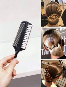 1pc Multifunctional Hair Comb, Suitable For Latin Dance Hairstyles And Smooth Hair, Equipped With Pointed Tail Comb And Spacing Comb, Ideal Hair Styling Tool And Hair Accessory For Barber Salon Beauty Travel Essential,Hair Products, Home Sleeping Bath Decor Hair Tool Kit,Summer,Holiday - Black - View 6