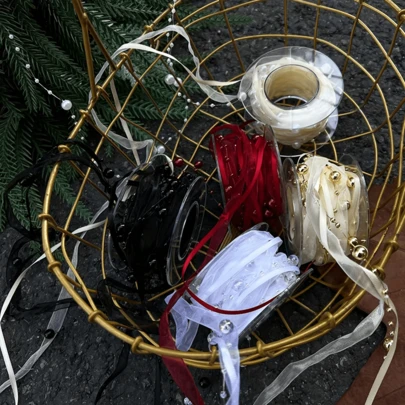 1 cuộn ruy băng hạt cườm và ngọc trai dệt thủ công dài 5 thước Anh, ruy băng bó hoa cưới, trang trí hoa cô dâu, ruy băng gói quà, trang trí tiệc cưới, vật liệu đóng gói hoa, ruy băng voan trang trí hộp quà bánh kem