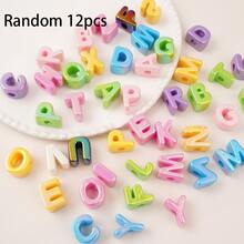 6/12pcs Acrylic Colorful Shell Large Hole Letter Beads, Suitable For DIY Jewelry Making, Necklace, Bracelet, Earrings, Bag Chain, Keychain - Multicolor - View 7