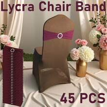 95 Pcs Burgundy Spandex Chair Ties With Smooth Milk Silk Material, Elegant Elastic Chair Sashes For Wedding, Birthday, Banquet, Hotel, Restaurant, Graduation, Anniversary, Church, Festival Party And Various Celebration Decoration - 酒紅色 - 查看 3