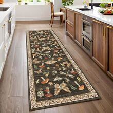 1pc Natural Style Decorative Rug, Designed With Mushroom And Insect Patterns, Suitable For Hallway, Kitchen Or Living Room Complex Designed Floor Mat, Applicable For Hallway Runner, Carpet, Area Rug, Mat, Home Decor, Area Carpet, Living Room Area Rug, Living Room Home Decor, Room Decor, Washable Carpet - Multicolor - View 4