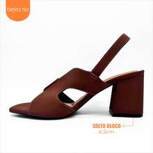 Beira Rio Original Women's Sandal In H Block Heel Comfortable Formal Winter Fashion - 白蘭地 - 查看 6