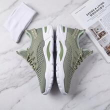 Tenis para hombre tenis de hombre deportivos casuales de malla transpirable ligeros zapatos para hombre con amortiguación y suela antideslizante calzado deportivo cómodo de moda estilo urbano con cordones y diseño texturizado frescos y resistentes para entrenamiento caminar correr uso diario versátiles - Verde - Ver 2