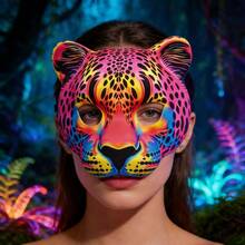 3D立体动物面具 - 豹纹，适用于万圣节、狂欢节、音乐节、化装舞会 - 彩色 - 查看 2
