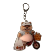 1pc 3D Big Belly Fried Chicken Shiba Inu Keychain, Multifunctional Hanging Clip Decorative Hook, Funny Prank Toy Creative Gift - Apricot - View 1