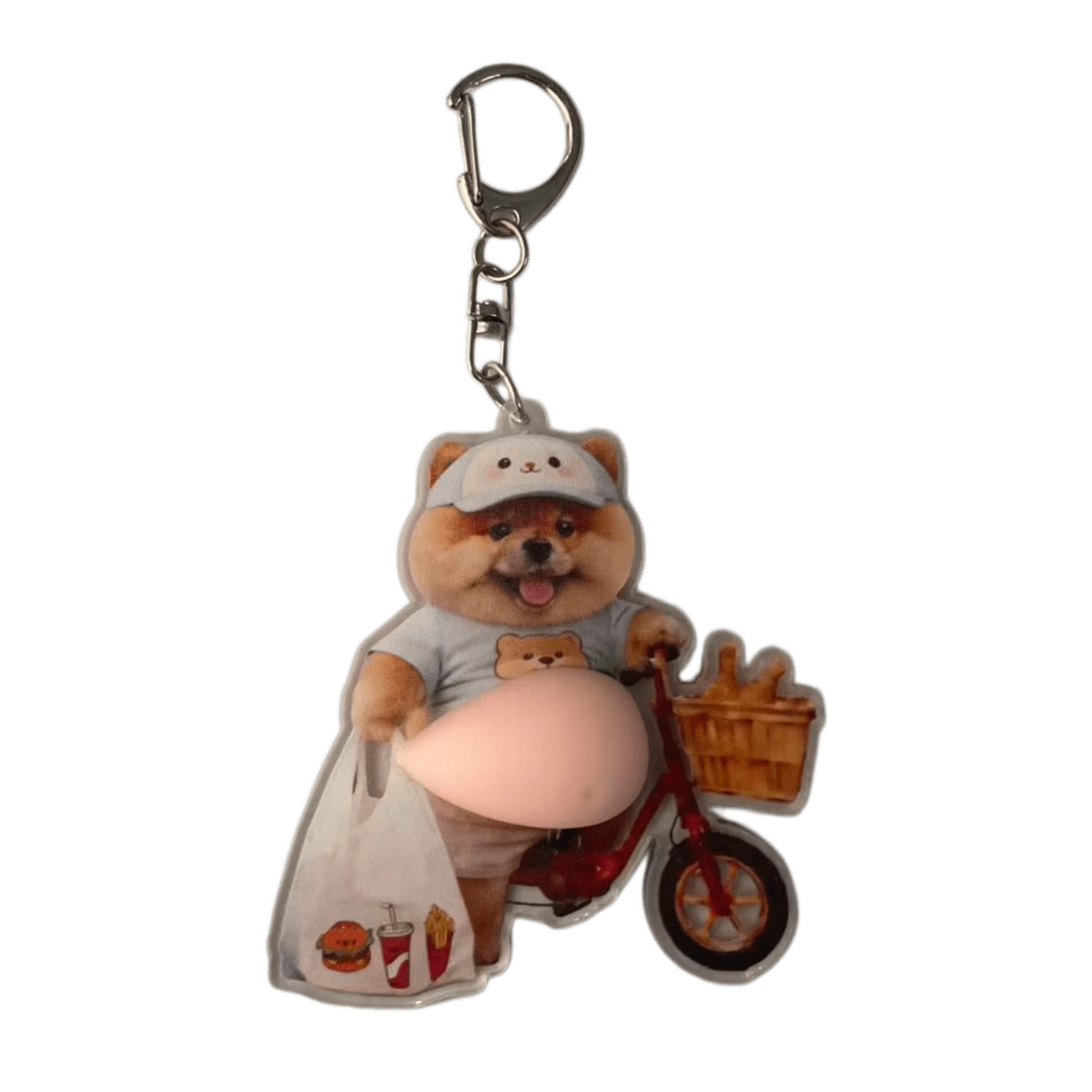 1pc 3D Big Belly Fried Chicken Shiba Inu Keychain, Multifunctional Hanging Clip Decorative Hook, Funny Prank Toy Creative Gift - Apricot - View 1