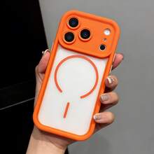 DECOPHONE 亮橙色磁性磨砂半透明手机壳，电镀按键，防摔全包保护套，适用于苹果 17 / 17 Pro / 17 Pro Max。 - 橘色 - 查看 5