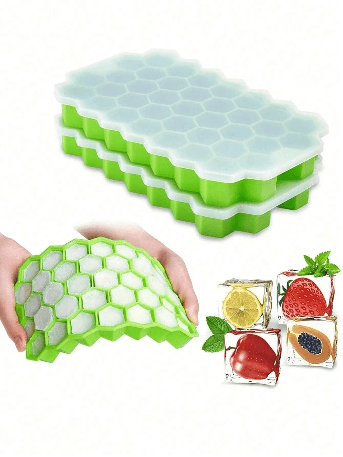 Khay làm đá bằng silicon có nắp đậy, khuôn đá viên có thể tháo rời, khuôn silicon, khuôn làm sô cô la, đá viên xếp chồng, dùng cho cocktail và cà phê, đá viên/hộp đựng đá mùa hè, thích hợp cho đồ uống lạnh, khuôn đá viên mùa hè, dụng cụ nhà bếp.
