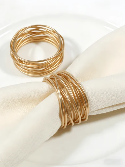 6个金色餐巾环，优雅的餐巾架，适用于餐桌摆设，可用于婚礼、午宴、圣诞节、感恩节、晚宴、派对、自助餐等场合。