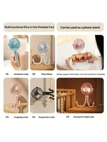 Octopus Shaped Handheld Fan, Portable Stroller Electric Fan, USB Rechargeable 500mAh, 3-Speed Wind Suitable For Indoor And Outdoor Activities - 720° Octopus Fan - View 5