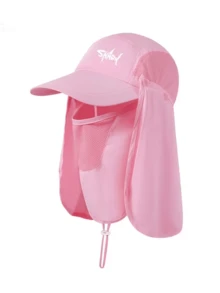 1pc Solid Color Shark Print Sun Hat, Fashionable Versatile Polyester Fiber UV Protection Hat, Suitable For Outdoor Hiking, Camping, Travel Wear Ski Masks - Multicolor - View 8
