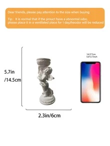1个树脂天使摆件烛台 - 宗教主题室内/室外装饰，适用于各种房间类型 - 无需用电 - 非常适合圣诞节、感恩节、国庆节等庆祝活动 - 白色 - 查看 11