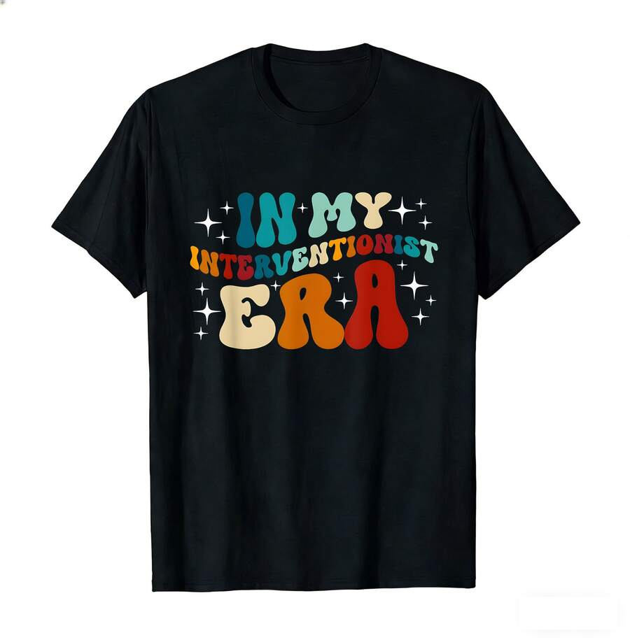 In My Interventionist Era Reading Interventionist Teacher-Shirt - 黑色 - 查看 1
