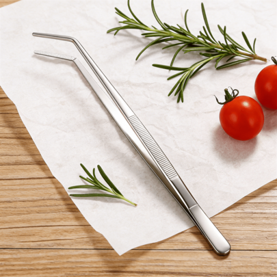 专业不锈钢精密夹子，29.5厘米/11.61英寸，带锯齿尖端的烹饪镊子，超防滑手柄，厨师厨房夹子，用于摆盘、食物展示和上菜，2/4/6支装