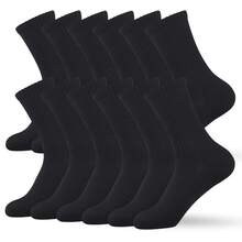 12 Pairs Cotton Cushion Crew Socks With Arch Support And Mesh Cotton Blend Athletic Sports Workout Running Socks Comfort Cozy Sweat-Absorbing Anti-Slip Comfy Value Pack - 黑色长筒袜带足弓支撐和網眼布料 - 9-11碼 - 12雙裝 - 查看 4