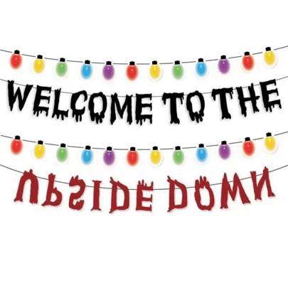 Banner "Chào mừng đến thế giới bên kia", banner trang trí tiệc sinh nhật chủ đề kinh dị Halloween, phù hợp cho trang trí phòng tại nhà theo chủ đề.