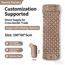 Outdoor Sleeping Pad Camping Inflatable Mattress With Pillows Travel Mat Folding Bed Ultralight Without Press To Inflate - Multicolor - View 5