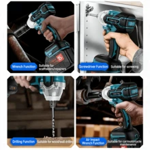 VERVEO Electric Tool, 420N.M Brushless Electric Impact Wrench 1/2", High Power Drive, Equipped With Lithium Battery, Added Type-C Charging Port, Nut Removal, Suitable For Small Vehicle Maintenance - Durable Hardware Tool, Dual Function - Blue - View 7