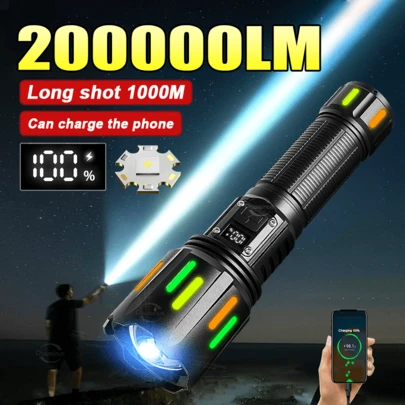 2026 超亮 LED 手电筒 便携式可充电 LED 手电筒 强力变焦战术灯 防水户外灯 适用于钓鱼狩猎