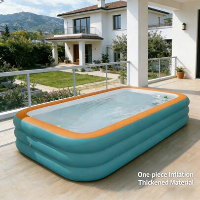 בריכת שחייה מתנפחת בת 3 שכבות, רב-גדלים, עבה לשימוש משפחתי, בריכת שכשוך גדולה למבוגרים וילדים, עיצוב מתקפל ועמיד בפני פיצוץ ודליפות, פארק מים להורים ולילדים, PVC עבה, עמיד בפני שריטות וקרינת UV, גאדג'ט קיץ לקירור לכל המשפחה, מתנה אידיאלית ליום האם