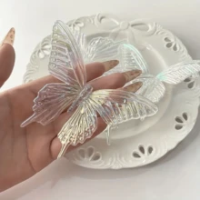 2个99毫米渐变色蝴蝶吊坠，亚克力材质，空灵风格，DIY饰品配件，适用于项链、手链、汽车后视镜装饰、包包挂饰、钥匙扣、串珠工艺品、节日礼物 - A - 查看 7